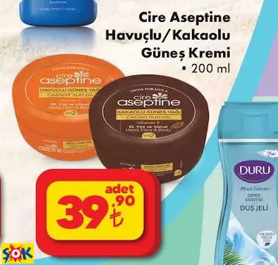 CİRE ASEPTİNE HAVUÇLU/KAKAOLU GÜNEŞ KREMİ